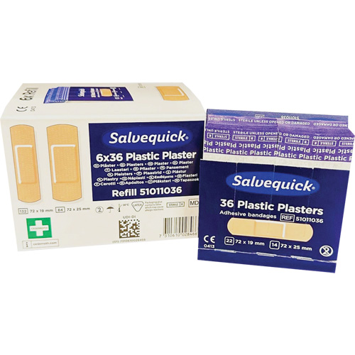 Syst&egrave;mes de distribution de bandages Salvequick - recharges st&eacute;riles, Rectangulaire/carr&eacute;e, Plastique, St&eacute;rile Rock Safety Industrial Ltd
