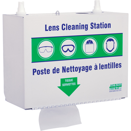 Metal Lens Cleaning Stations - Two 500ml Solutions & 1 Box of Tissue, Metal, 10.5" L x 5.5" D x 6.3" H Rock Safety Industrial Ltd