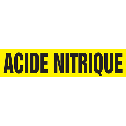 Marqueur de tuyau "Acid Nitrique", Autocollant, 4" h x 24" la, Noir sur jaune Rock Safety Industrial Ltd