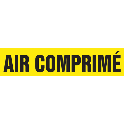 Marqueur de tuyau "Air Comprim&eacute;", Autocollant, 4" h x 24" la, Noir sur jaune Rock Safety Industrial Ltd