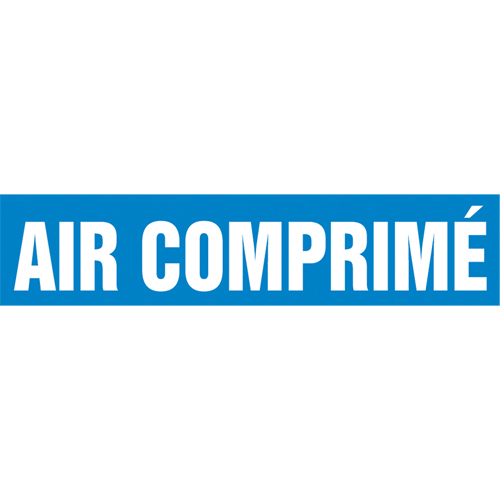 Marqueur de tuyau "Air Comprim&eacute;", Autocollant, 4" h x 24" la, Blanc/bleu Rock Safety Industrial Ltd