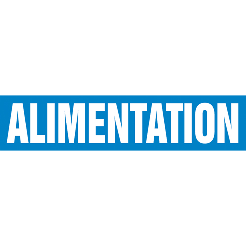 Marqueur de tuyau "Alimentation", Autocollant, 4" h x 24" la, Blanc/bleu Rock Safety Industrial Ltd