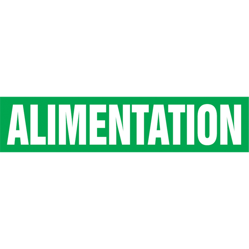 Marqueur de tuyau "Alimentation", Autocollant, 1" h x 8" la, Blanc/vert Rock Safety Industrial Ltd