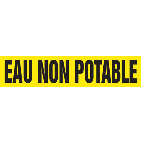 Marqueur de tuyau "Eau Non Potable", Autocollant, 4" h x 24" la, Noir sur jaune Rock Safety Industrial Ltd