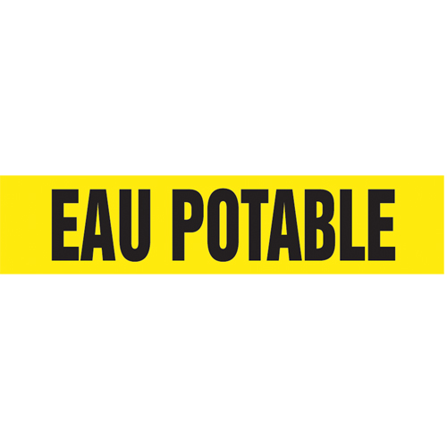 Marqueur de tuyau "Eau Potable", Autocollant, 4" h x 24" la, Noir sur jaune Rock Safety Industrial Ltd