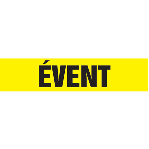 Marqueur de tuyau "&eacute;vent", Autocollant, 4" h x 24" la, Noir sur jaune Rock Safety Industrial Ltd
