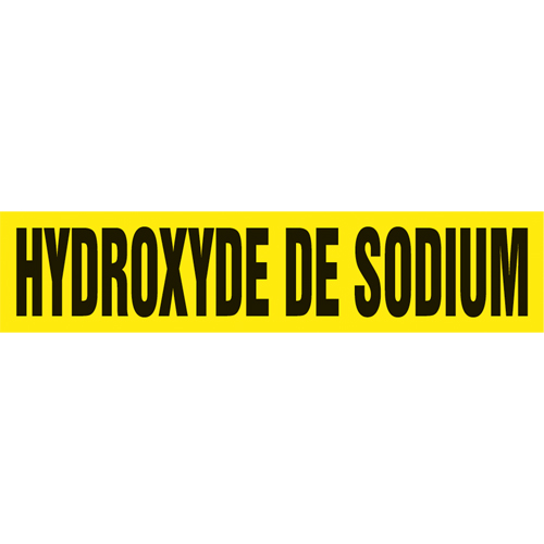 Marqueurs de tuyau "Hydroxyde de Sodium", Autocollant, 2-1/2" h x 12" la, Noir sur jaune Rock Safety Industrial Ltd