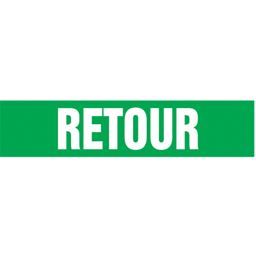 Marqueurs de tuyau "Retour", Autocollant, 4" h x 24" la, Blanc/vert Rock Safety Industrial Ltd