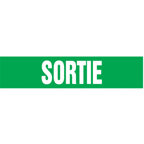 Marqueur de tuyau "Sortie", Autocollant, 1" h x 8" la, Blanc/vert Rock Safety Industrial Ltd