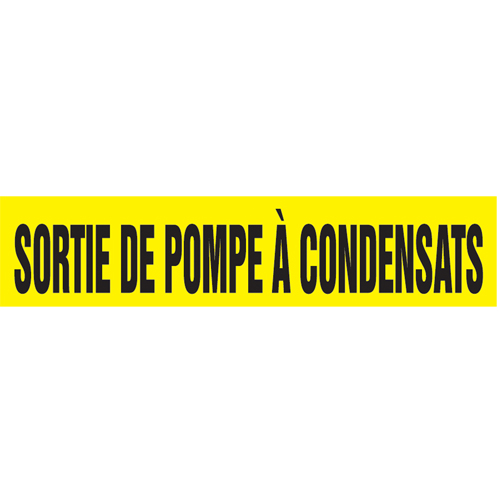 Marqueur de tuyau "Sortie de Pompe", Autocollant, 1" h x 8" la, Noir sur jaune Rock Safety Industrial Ltd