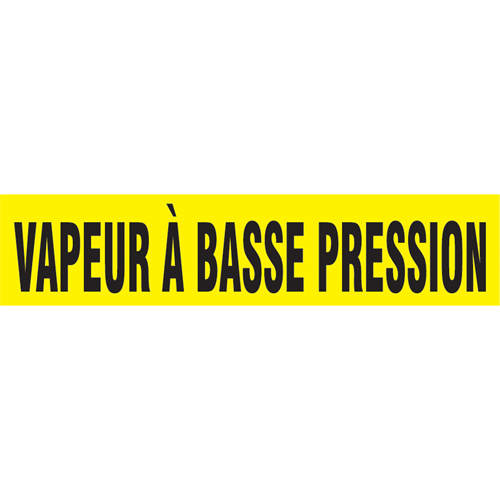 Marqueur de tuyau "Vapeur &agrave; Basse Pression", Autocollant, 1" h x 8" la, Noir sur jaune Rock Safety Industrial Ltd