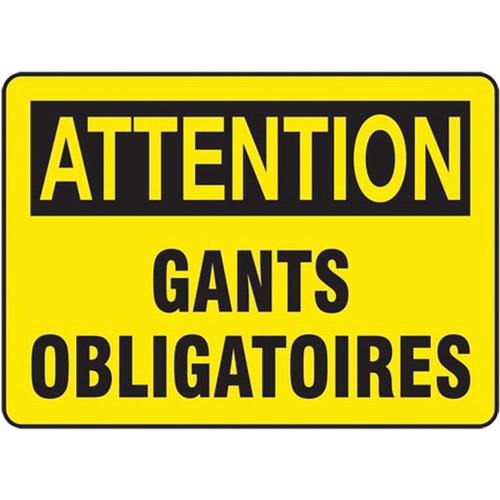 Enseigne  Gants Obligatoire , 7" x 10", Aluminium, Français Rock Safety Industrial Ltd
