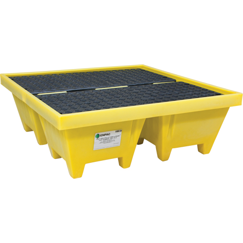 Palette Poly-Spillpallet 6000 avec drain, Capacit&eacute; de d&eacute;versement 83 gal. US, 50" x 50" x 17" Rock Safety Industrial Ltd