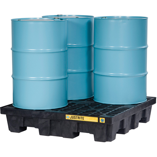 EcoPolyBlend Spill Control Pallets - With Drain, 73 US gal. Spill Capacity, 49" x 49" x 10.3" Rock Safety Industrial Ltd