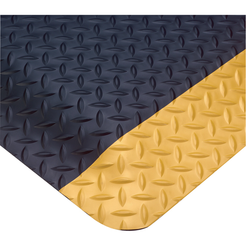 Tapis Smart No 497, Losange, 3' x 75' x 1", Noir/Jaune, PVC Rock Safety Industrial Ltd