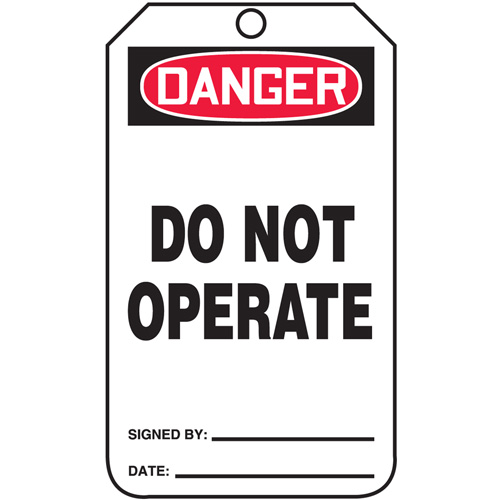 Safety Tags, Cardstock, 3-1/4" W x 5-3/4" H, English Rock Safety Industrial Ltd