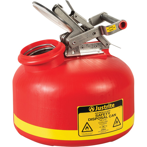 Bidons de r&eacute;cup&eacute;ration des liquides, Poly&eacute;thyl&egrave;ne, 2 gal. US, Rouge, Homologu&eacute; FM Rock Safety Industrial Ltd