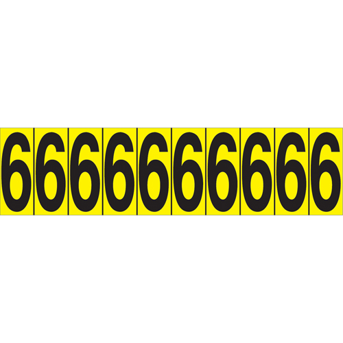 Individual Adhesive Number Markers, 6, 1-15/16" H, Black on Yellow Rock Safety Industrial Ltd