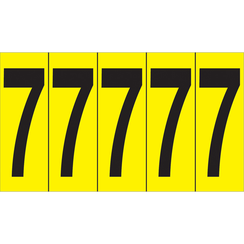 Individual Adhesive Number Markers, 7, 3-7/8" H, Black on Yellow Rock Safety Industrial Ltd