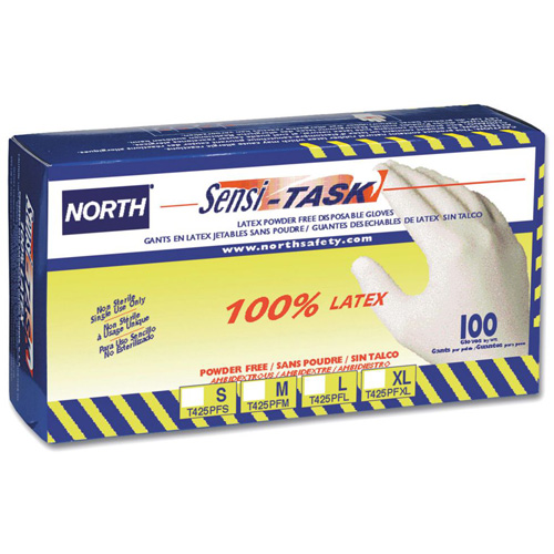 Gants jetables Sensi-Task, Grand, Latex, 5 mils, Sans poudre, Blanc Rock Safety Industrial Ltd