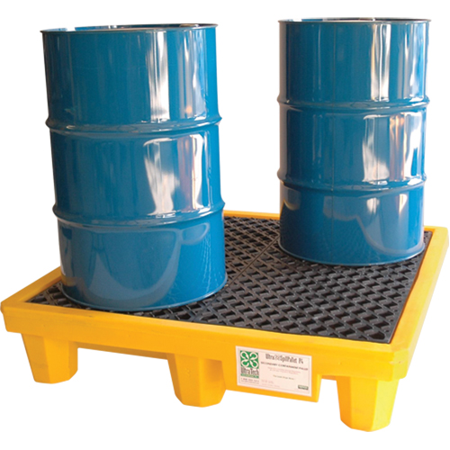 Palettes Ultra-Spill Pallet pour quatre barils, Capacit&eacute; de d&eacute;versement 66 gal. US, 53" x 53" x 11,75" Rock Safety Industrial Ltd