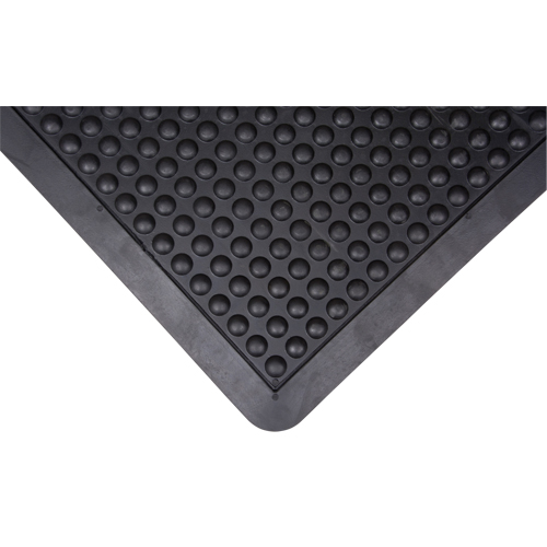 Tapis antifatigue en d&ocirc;me, &agrave; bulles, 2' x 3' x 1/2", Noir, Caoutchouc Rock Safety Industrial Ltd