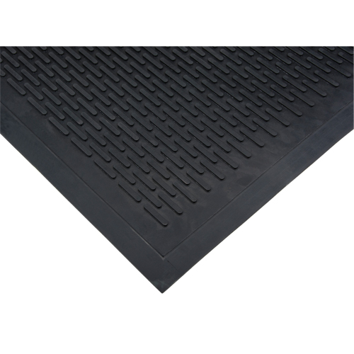 Tapis &agrave; profil bas, Caoutchouc, Grattoir Type, Motif Plein, 3' x 5', Noir Rock Safety Industrial Ltd