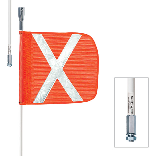 Tiges de s&eacute;curit&eacute; pour travaux extra-lourds Safety Whip, Fixation Filet&eacute;, Hauteur 10', Orange Rock Safety Industrial Ltd