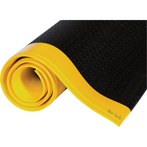 Tapis Tuff-Spun, Rugueux, 2' x 53' x 3/8", Noir/Jaune, &eacute;ponge en PVC Rock Safety Industrial Ltd