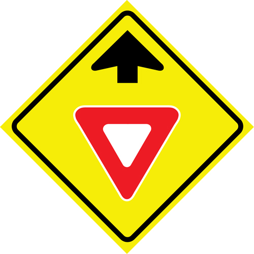 Enseigne enroulable de circulation  Yield Ahead , 36" x 36", Vinyle, Pictogramme Rock Safety Industrial Ltd