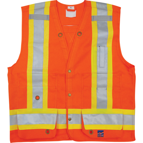 Veste de s&eacute;curit&eacute; pour arpenteur, Orange haute visibilit&eacute;, Petit, Polyester Rock Safety Industrial Ltd