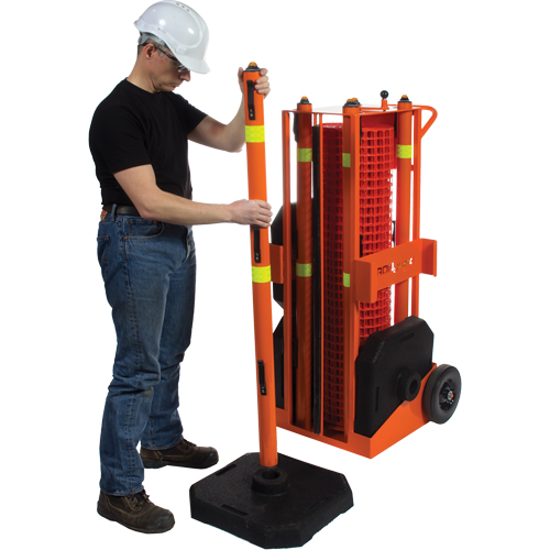 Portable Safety Zone, 100' L, Steel, Orange Rock Safety Industrial Ltd