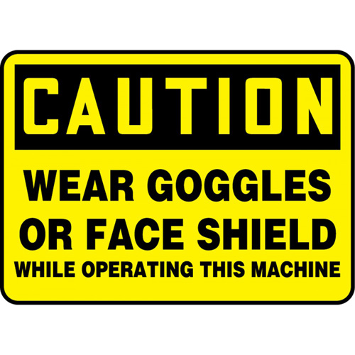 Enseigne  Wear Goggles And Face Shield , 10" x 14", Vinyle, Anglais Rock Safety Industrial Ltd