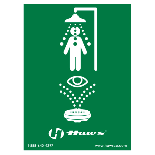 Enseigne douche/douche oculaire d'urgence, 24" x 18", Plastique, Pictogramme Rock Safety Industrial Ltd