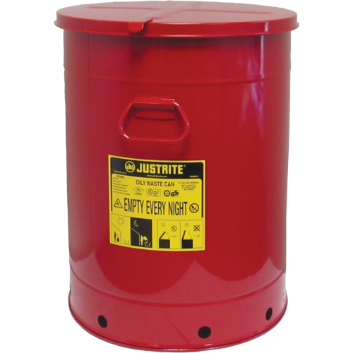 Contenant manuel pour d&eacute;chets huileux, Homologu&eacute; FM/List&eacute; UL, 21 gal. US, Rouge Rock Safety Industrial Ltd