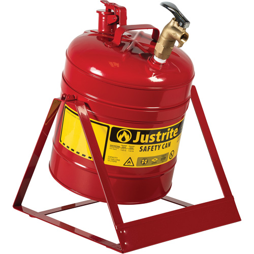 Bidon avec robinet s&eacute;curitaires pour laboratoires, Type I, Acier, 5 gal. US, Rouge, Homologu&eacute; FM Rock Safety Industrial Ltd