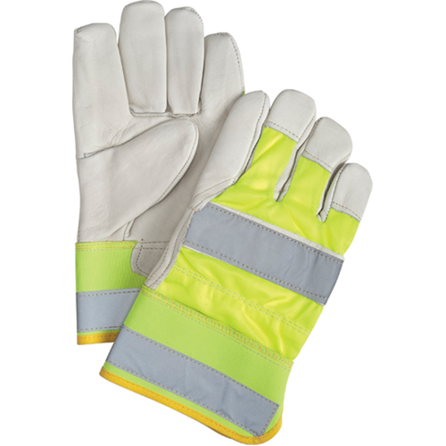 Premium Quality High Visibility Fitters Gloves, Large, Grain Cowhide Palm Rock Safety Industrial Ltd