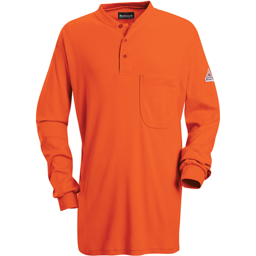 Chemises Henley sans &eacute;tiquette &agrave; manches longues r&eacute;sistantes aux flammes, Petit, Orange Rock Safety Industrial Ltd