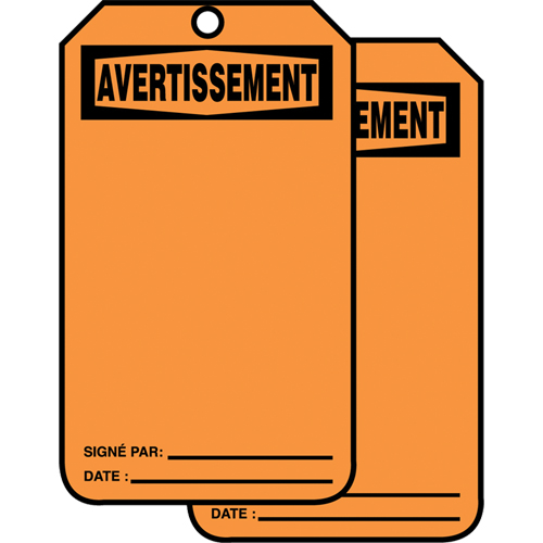 Safety Tags, Plastic, 3-3/8" W x 5-7/8" H, French Rock Safety Industrial Ltd