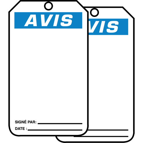 Safety Tags, Plastic, 3-1/8" W x 5-7/8" H, French Rock Safety Industrial Ltd