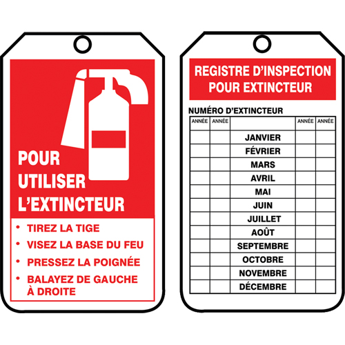 &eacute;tiquettes de s&eacute;curit&eacute; d'inspection et de contr&ocirc;le de l'&eacute;tat de l'&eacute;quipement, Papier cartonn&eacute;, 3-1/8" la x 5-7/8" h, Français Rock Safety Industrial Ltd