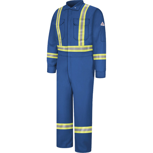 Combinaisons de qualit&eacute; sup&eacute;rieure r&eacute;sistantes aux flammes avec bandes r&eacute;fl&eacute;chissantes, Taille 38, Bleu royal, 12,2 cal/cm² Rock Safety Industrial Ltd