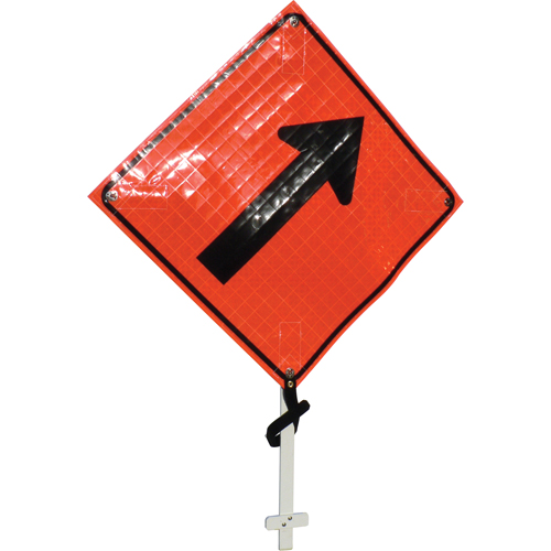 Enseigne sur poteau fl&egrave;che oblique vers la droite, 24" x 24", Vinyle, Pictogramme Rock Safety Industrial Ltd