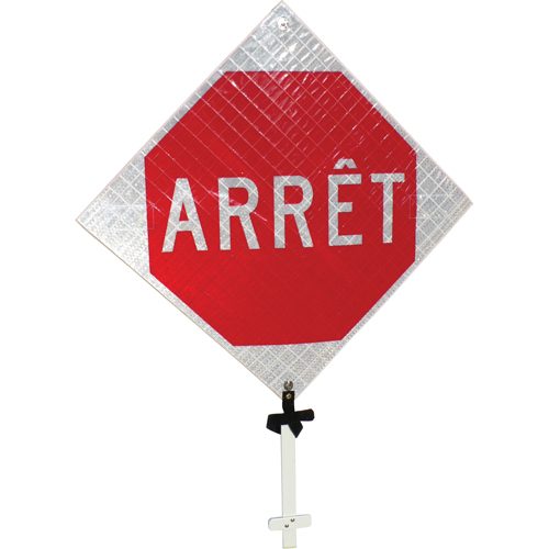 Enseigne sur poteau  Arr&ecirc;t , 24" x 24", Aluminium, Français Rock Safety Industrial Ltd