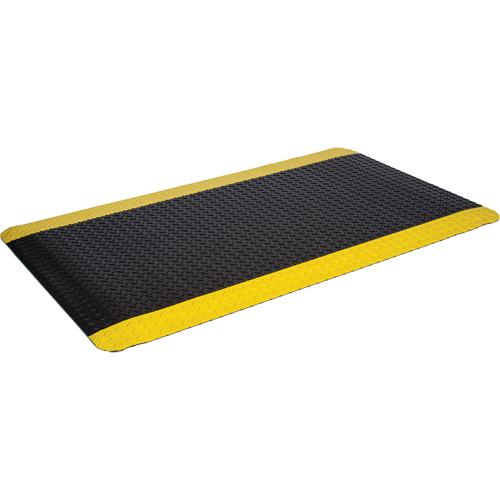 Tapis bord&eacute; de pont WD, Losange, 3' x 5' x 5/8", Noir/Jaune, &eacute;ponge Rock Safety Industrial Ltd