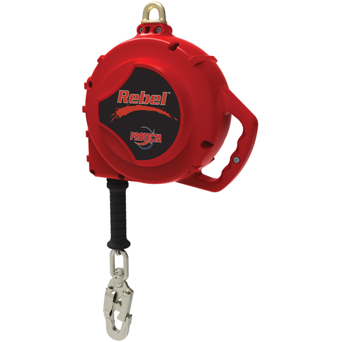 Cordage de s&eacute;curit&eacute; autor&eacute;tractable Rebel, 33', Acier galvanis&eacute;, Pivotant Rock Safety Industrial Ltd