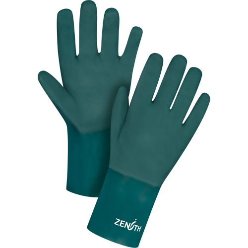 Double Dipped Green Gloves, 12" L, PVC, Cotton Jersey Inner Lining, 70-mil Rock Safety Industrial Ltd