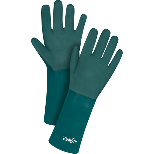 Gants verts &agrave; double enduit, 14" lo, PVC, Doublure en Jersey de coton, 70 mils Rock Safety Industrial Ltd