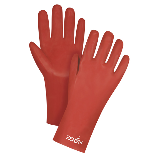 Gants rouges &agrave; fini doux r&eacute;sistants aux produits chimiques, Taille 9, 12" lo, PVC, Doublure en Interlock, 47-mil Rock Safety Industrial Ltd