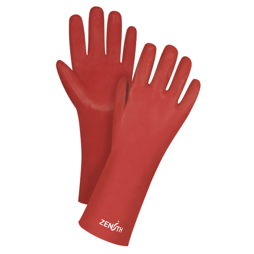 Gants rouges &agrave; fini doux r&eacute;sistants aux produits chimiques, Taille 9, 14" lo, PVC, Doublure en Interlock, 47-mil Rock Safety Industrial Ltd